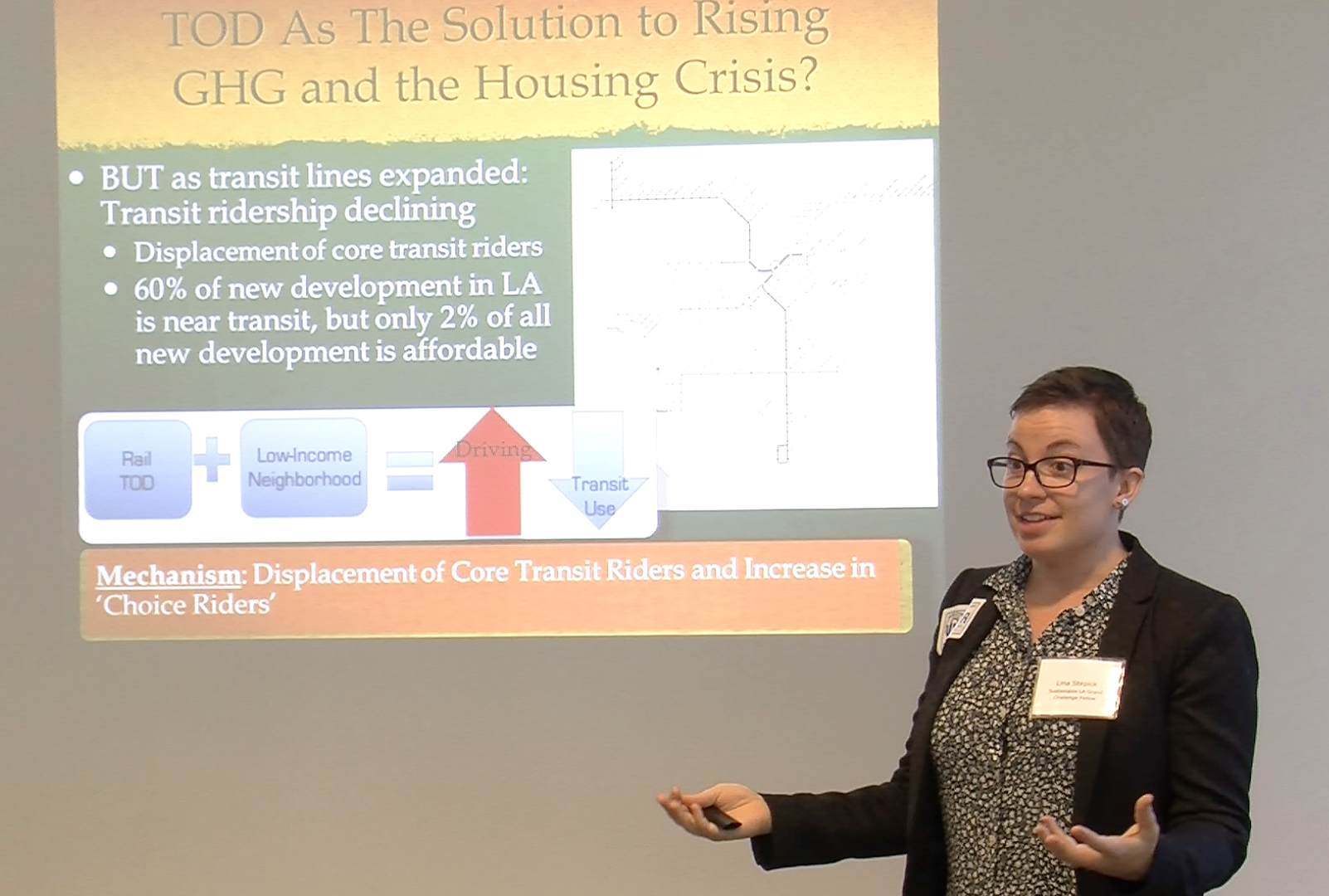 Lina Stepick presents her research at the 2016 Sustainable LA Grand Challenge Fellows Symposium.